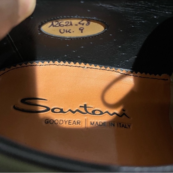 Santoni Dark Gray (Black-looking) laced-up dress shoes Sz 9 - Picture 8 of 16